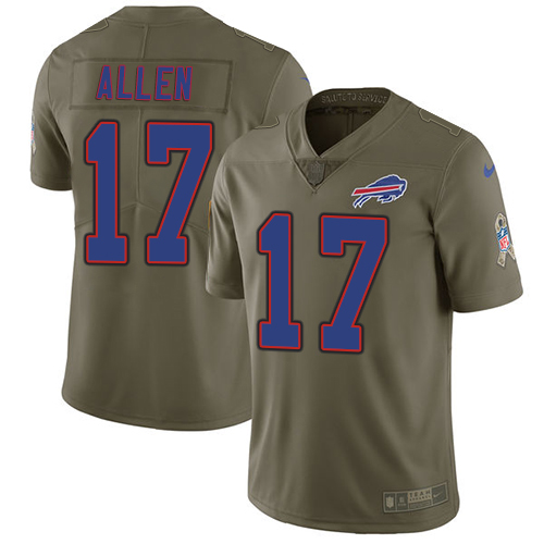 Nike Bills #17 Josh Allen Olive Men's Stitched NFL Limited Salute To Service Jersey - Click Image to Close